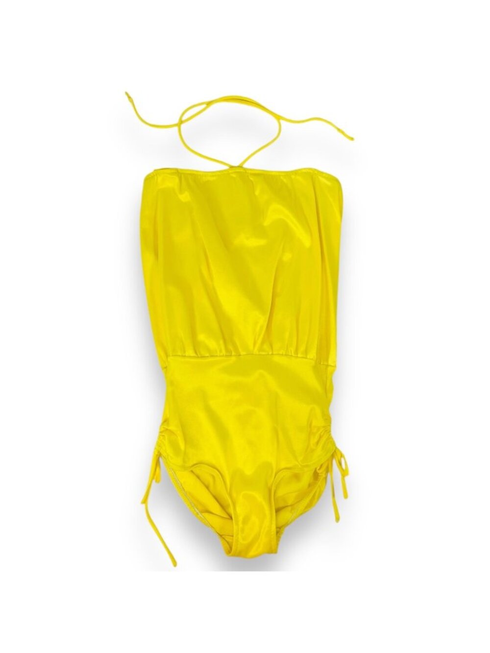 Vintage 1970s Womens Canary Yellow Tube Top One Piece Swimsuit XS
